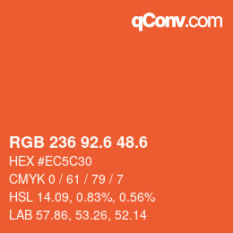 カラーコード: RGB 236 92.6 48.6 | qconv.com