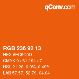 Color code: RGB 236 92 13 | qconv.com