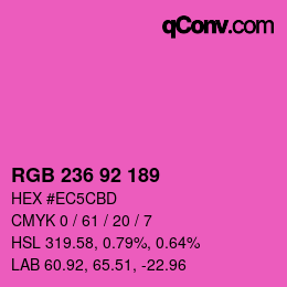 颜色代码: RGB 236 92 189 | qconv.com