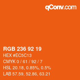颜色代码: RGB 236 92 19 | qconv.com