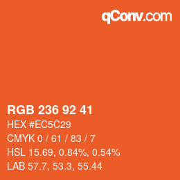 Color code: RGB 236 92 41 | qconv.com