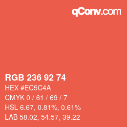 カラーコード: RGB 236 92 74 | qconv.com