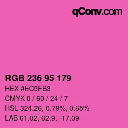 Code couleur: RGB 236 95 179 | qconv.com