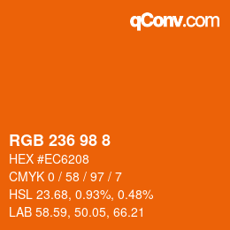 Color code: RGB 236 98 8 | qconv.com