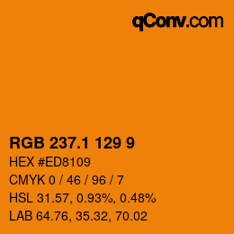 カラーコード: RGB 237.1 129 9 | qconv.com
