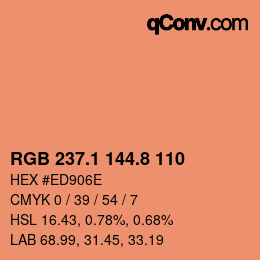 カラーコード: RGB 237.1 144.8 110 | qconv.com
