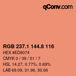 カラーコード: RGB 237.1 144.8 116 | qconv.com