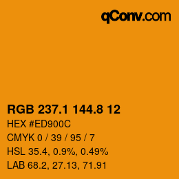 Color code: RGB 237.1 144.8 12 | qconv.com