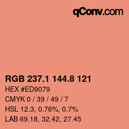 カラーコード: RGB 237.1 144.8 121 | qconv.com