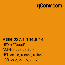 Color code: RGB 237.1 144.8 14 | qconv.com