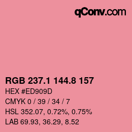 Color code: RGB 237.1 144.8 157 | qconv.com