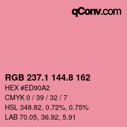 Color code: RGB 237.1 144.8 162 | qconv.com