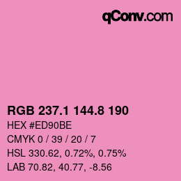 カラーコード: RGB 237.1 144.8 190 | qconv.com