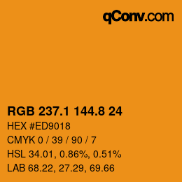 Color code: RGB 237.1 144.8 24 | qconv.com