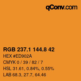 Color code: RGB 237.1 144.8 42 | qconv.com