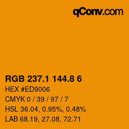 カラーコード: RGB 237.1 144.8 6 | qconv.com