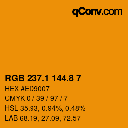 Color code: RGB 237.1 144.8 7 | qconv.com