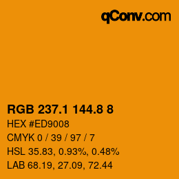 Color code: RGB 237.1 144.8 8 | qconv.com