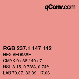 カラーコード: RGB 237.1 147 142 | qconv.com