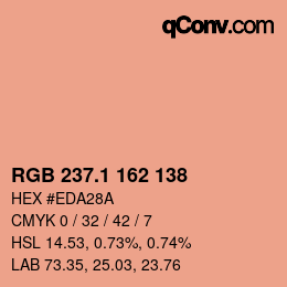 カラーコード: RGB 237.1 162 138 | qconv.com