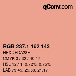 カラーコード: RGB 237.1 162 143 | qconv.com