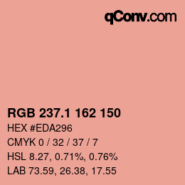 カラーコード: RGB 237.1 162 150 | qconv.com