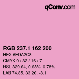 カラーコード: RGB 237.1 162 200 | qconv.com