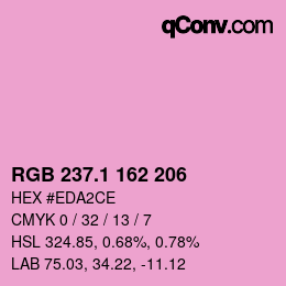 カラーコード: RGB 237.1 162 206 | qconv.com