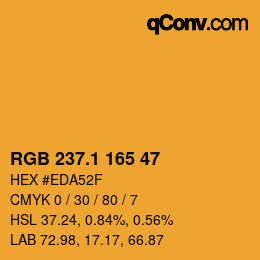 カラーコード: RGB 237.1 165 47 | qconv.com