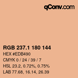 カラーコード: RGB 237.1 180 144 | qconv.com