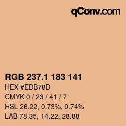 カラーコード: RGB 237.1 183 141 | qconv.com