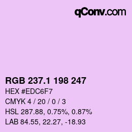 カラーコード: RGB 237.1 198 247 | qconv.com