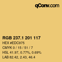 カラーコード: RGB 237.1 201 117 | qconv.com