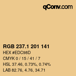 カラーコード: RGB 237.1 201 141 | qconv.com