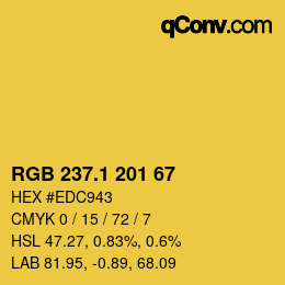 カラーコード: RGB 237.1 201 67 | qconv.com