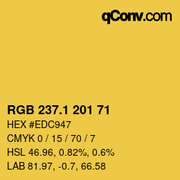 カラーコード: RGB 237.1 201 71 | qconv.com