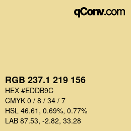カラーコード: RGB 237.1 219 156 | qconv.com