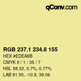 Color code: RGB 237.1 234.8 155 | qconv.com
