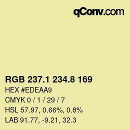 Color code: RGB 237.1 234.8 169 | qconv.com