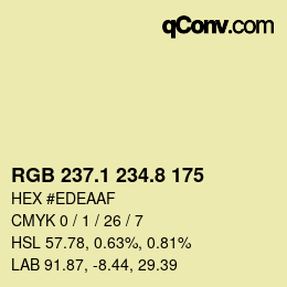 Color code: RGB 237.1 234.8 175 | qconv.com