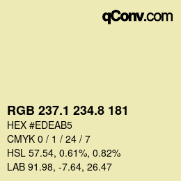 Farbcode: RGB 237.1 234.8 181 | qconv.com