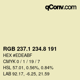 Color code: RGB 237.1 234.8 191 | qconv.com