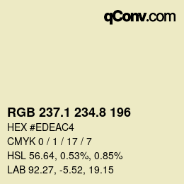 Color code: RGB 237.1 234.8 196 | qconv.com