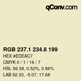 Código de color: RGB 237.1 234.8 199 | qconv.com