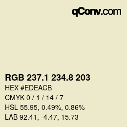 Farbcode: RGB 237.1 234.8 203 | qconv.com