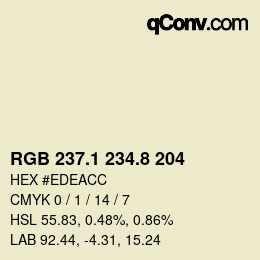 Color code: RGB 237.1 234.8 204 | qconv.com