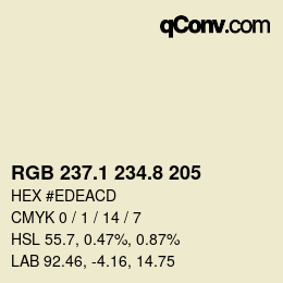 Farbcode: RGB 237.1 234.8 205 | qconv.com