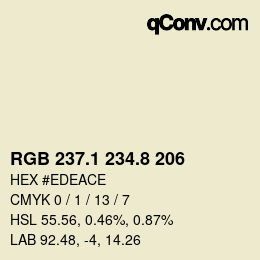 Color code: RGB 237.1 234.8 206 | qconv.com