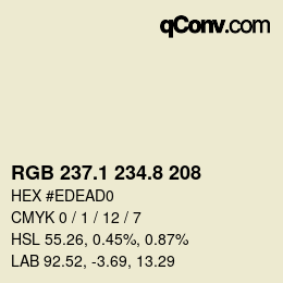 Color code: RGB 237.1 234.8 208 | qconv.com