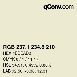 Color code: RGB 237.1 234.8 210 | qconv.com